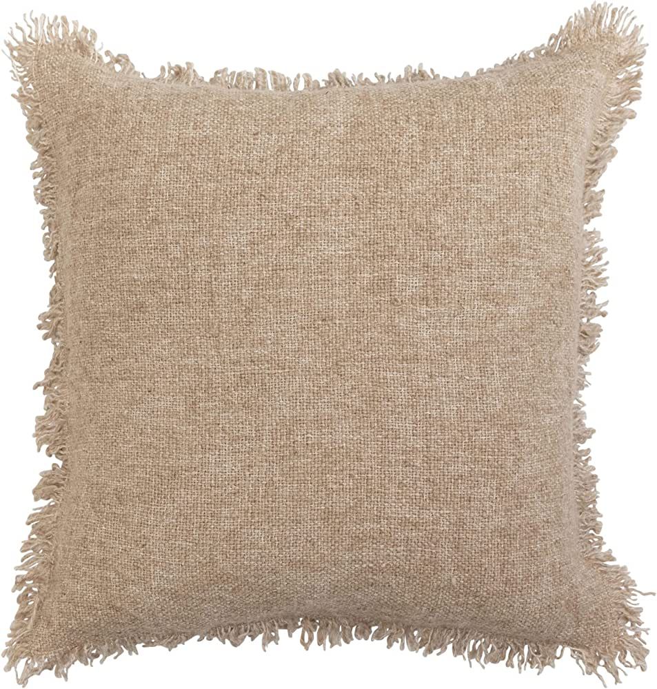 Creative Co-Op Melange Jute and Cotton Blend Pillow with Fringe, Natural | Amazon (US)