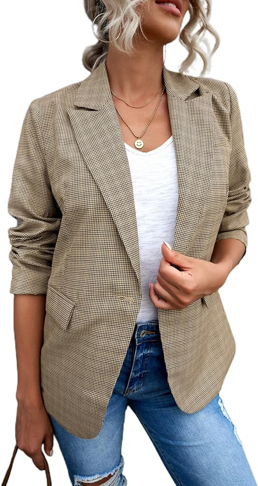 BLENCOT Casual Blazers Long Sleeve Open Front Work Jackets Blazer Summer Office Blazers | Amazon (US)