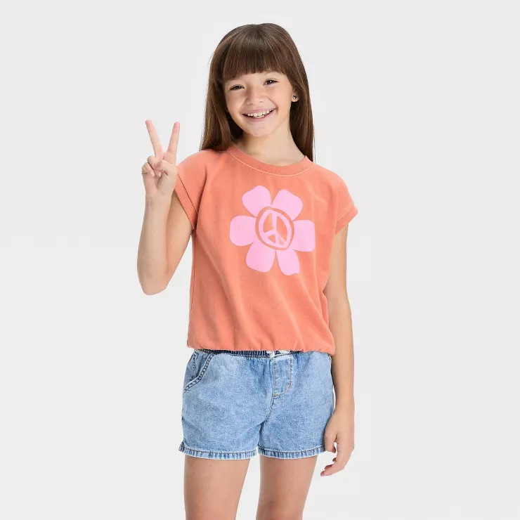 Girls' French Terry Short Sleeve Top - Cat & Jack™ | Target