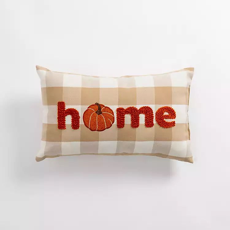Mini Tan Buffalo Check Home Lumbar Pillow | Kirkland's Home