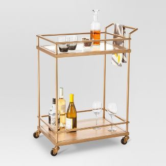 Wood & Glass Gold Finish Bar Cart - Threshold™ | Target
