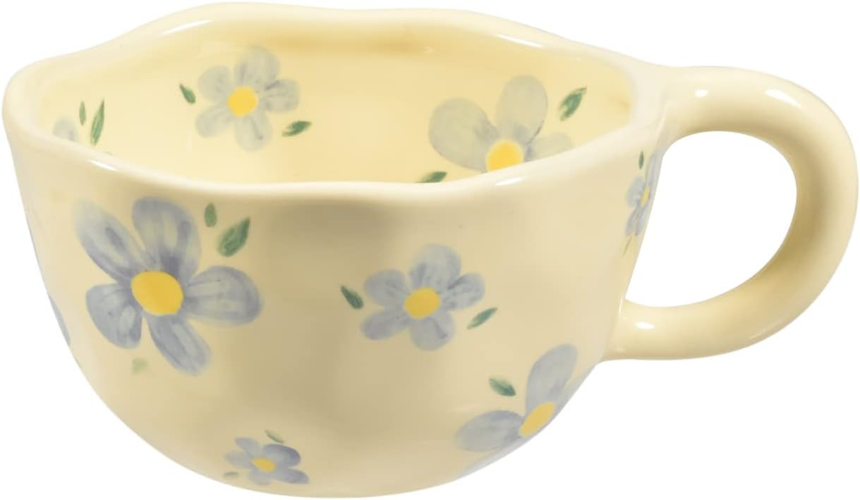 Koythin 8.5oz Single Floral Ceramic Coffee Mug, Blue Flower Latte Tea Cup | 250ml Blue Floral Drinkware, Microwave & Dishwasher Safe; Daily Home Office Beverage Cup | Amazon (US)