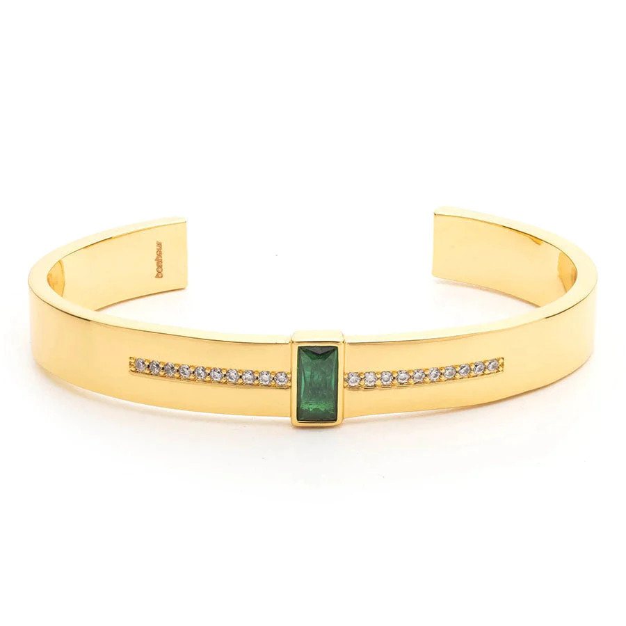 Ophelie Gold Wide Cuff Bracelet | BONHEUR JEWELRY