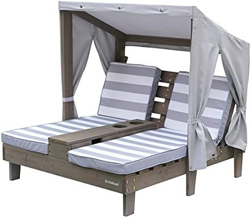 KidKraft Outdoor Double Chaise Lounge with Cup Holders Gray | Amazon (US)