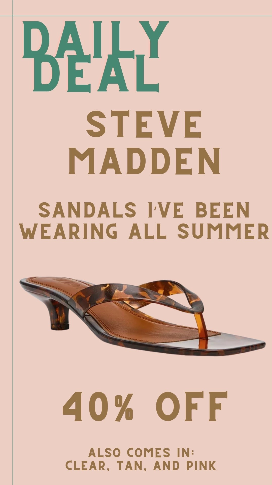 I’ve been wearing these sandals nonstop this summer and now they are on sale! Save 40% now and choose between this tortoise colorway, or clear, tan, or pink!

#LTKSaleAlert #LTKgrwm #LTKootd