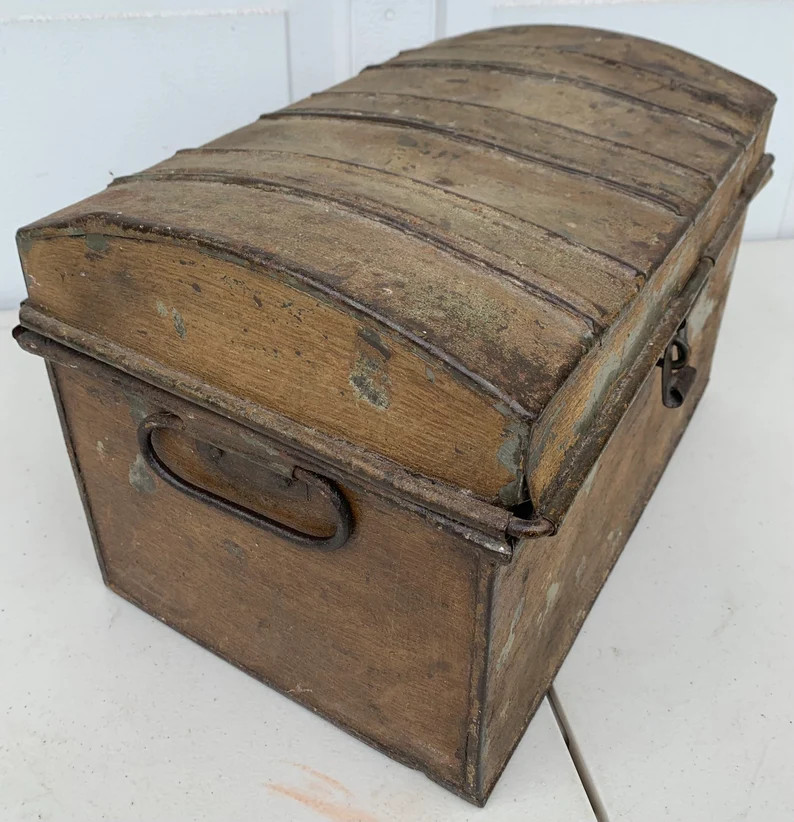 Glorious Antique Metal Travel Trunk / Chest. Early 20th Century. | Etsy (US)