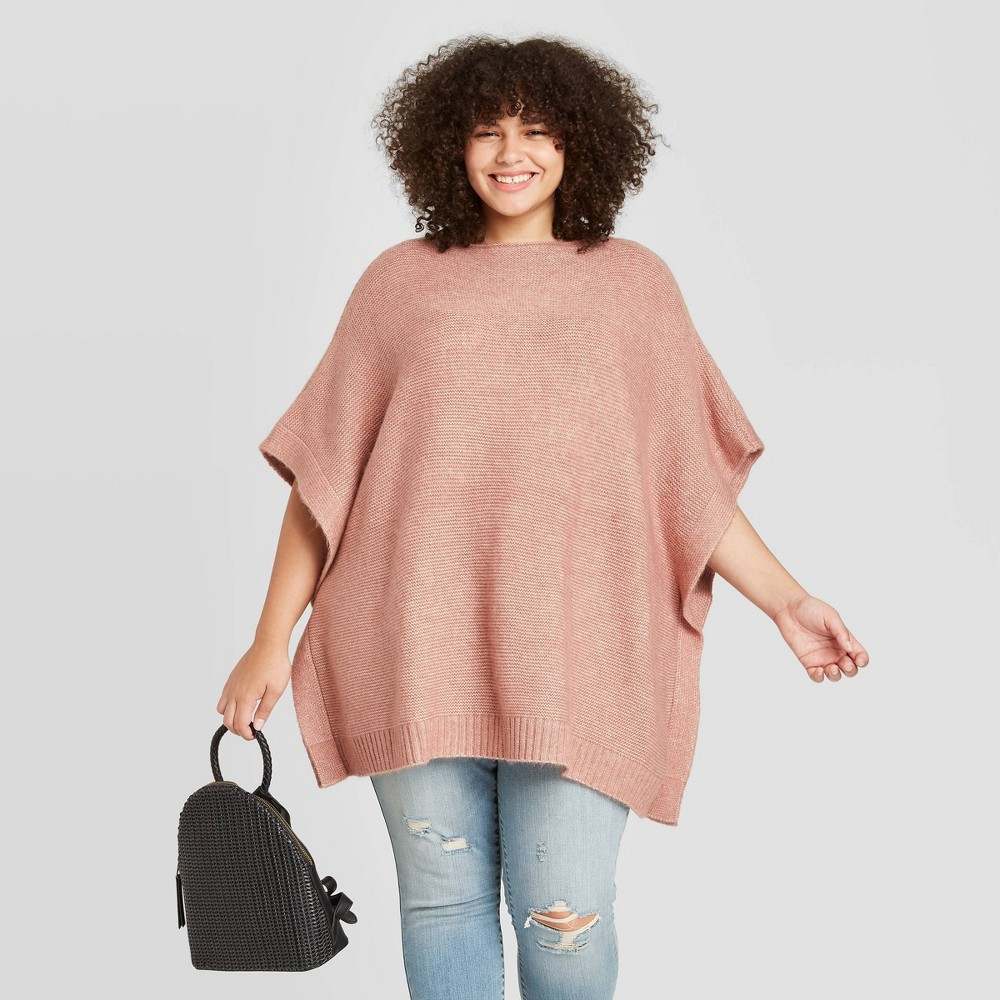 Women's Plus Size Poncho Sweater - Universal Thread Clay One Size | Target
