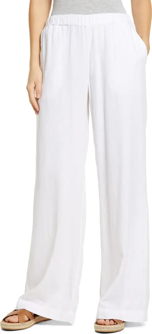Wide Leg Pull-On Linen Blend Pants | Nordstrom
