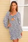 See Me Bloom Dusty Blue Floral Print Smocked Long Sleeve Dress | Lulus (US)