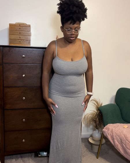 Skims dupe! It’s so comfortable and it sucks me in. She’s gif removable boob pads and a slip to pee. 

Amazon find Popilush The Shapewear Dress Built-in Bra Adjustable Straps Summer Bodycon Sleeveless Slip Maxi/Mini Dresses for Women

#LTKSeasonal #LTKsalealert