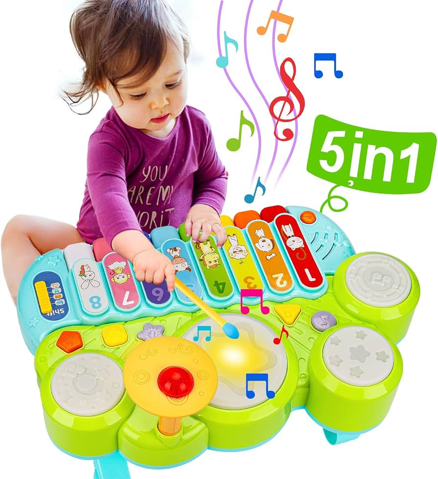 Baby Musical Toys 3 in 1 Piano Keyboard Xylophone Drum Set for 1 Year Old Girls Boys Toys Age 2 M... | Amazon (US)