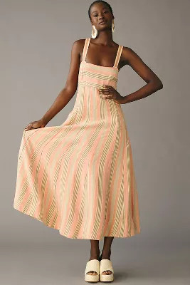 Maeve Square-Neck Tie-Back A-Line Dress | Anthropologie (US)