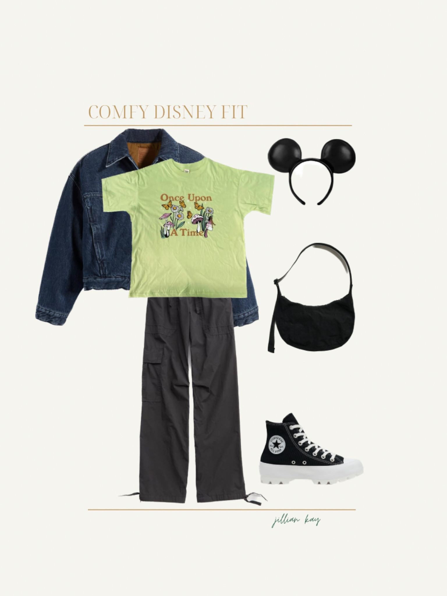 Comfy Disney OOTD 🧚‍♀️✨💚

Tee: Shop Subtle Dust
Jean Jacket: Levi’s
Cargos: Aerie
Ears: Shop Disney (also linked on eBay) 
Bag: Baggu
Shoes: Converse

Ig: @jkyinthesky & @jillianybarra

#disneystyle #disneyootd #disneyoutfit #disneyoutfits #disneystreetstyle #comfystyle #aestheticstyle #disneyvibes #disneyaesthetic #disneygraphictee #thatdisneygirl #thatgirl #itdisneygirl #itgirl 

#LTKshoecrush #LTKstyletip #LTKfindsunder100