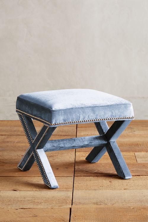 Slub Velvet Wilmette Ottoman | Anthropologie (US)