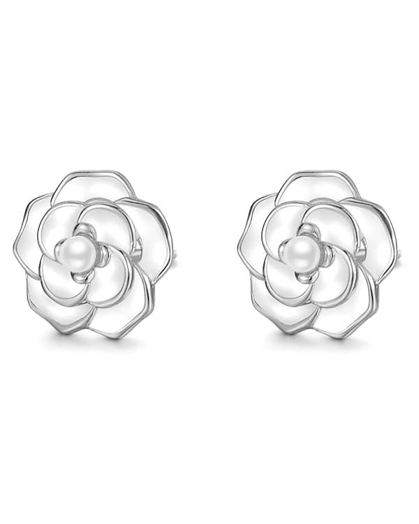 Flower Studs Sterling Silver Camellia Stud Earrings for Women Hypoallergenic Jewelry Gifts | Amazon (US)
