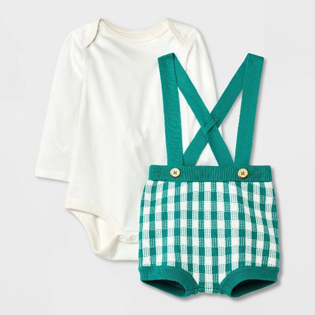 Baby Girls' Gingham Sweater Set - Cat & Jack™ Green | Target