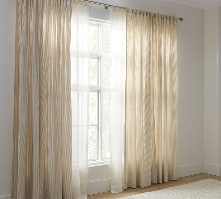 Wheaton Striped Organic Cotton Curtain | Pottery Barn (US)