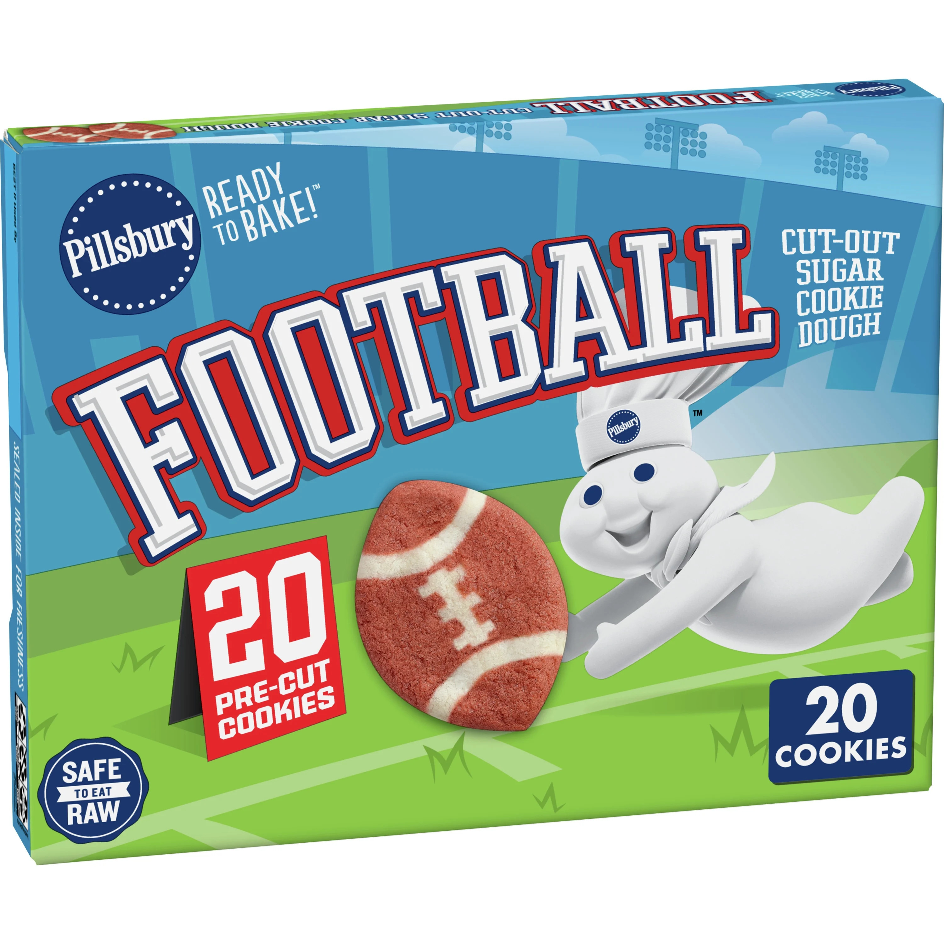 Pillsbury Ready to Bake Football Cutout Sugar Cookie Dough, 20 Ct, 7.2 oz. | Walmart (US)