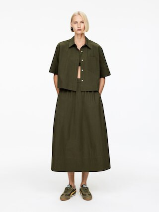 Short-Sleeve Cotton Shirt – Dark Khaki Green – ARKET GB | Arket UK