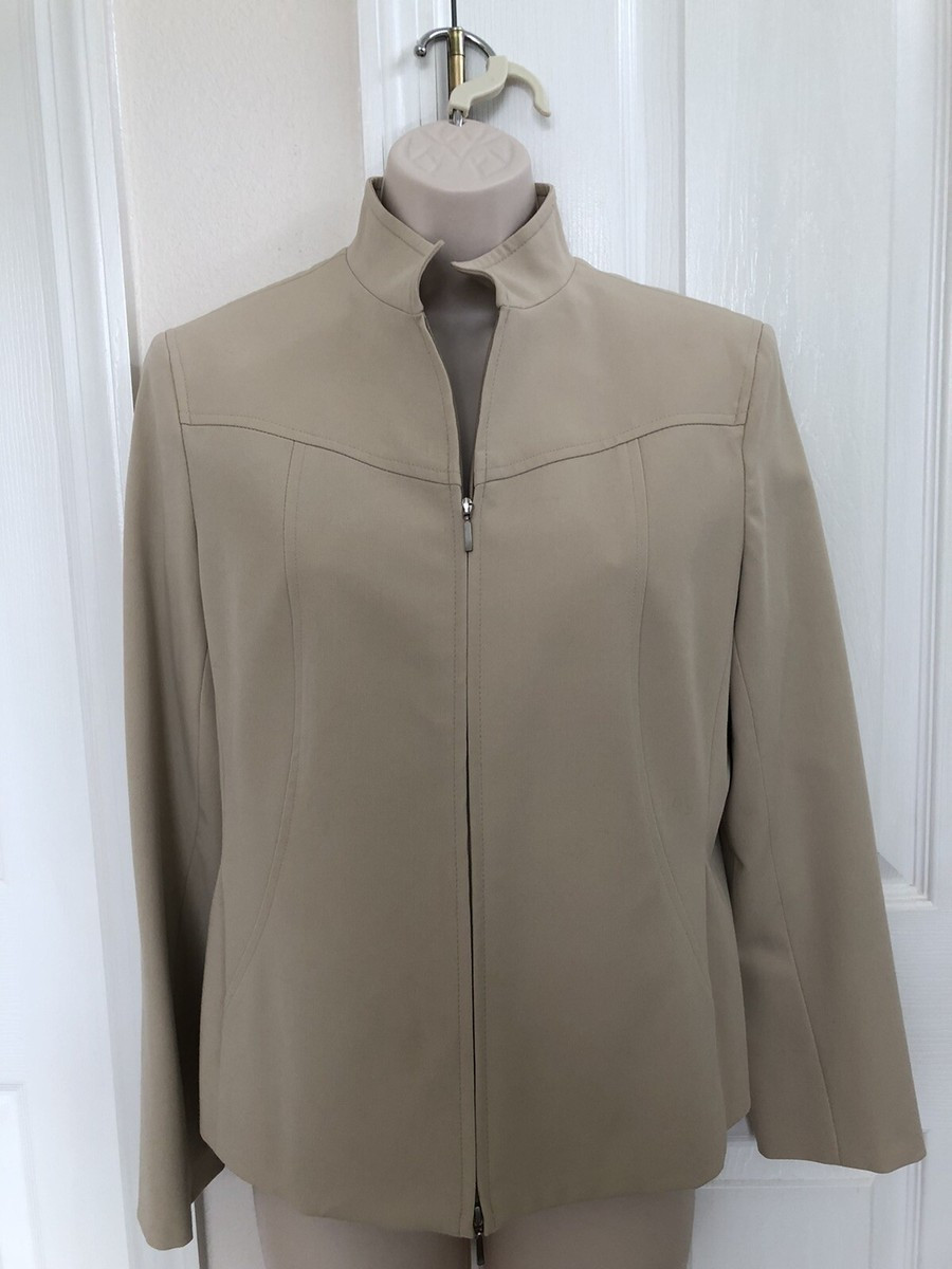Ladies Petite Sophisticate Stretch Zip Up Jacket size 8 Tan Lined Career Casual | eBay | eBay US