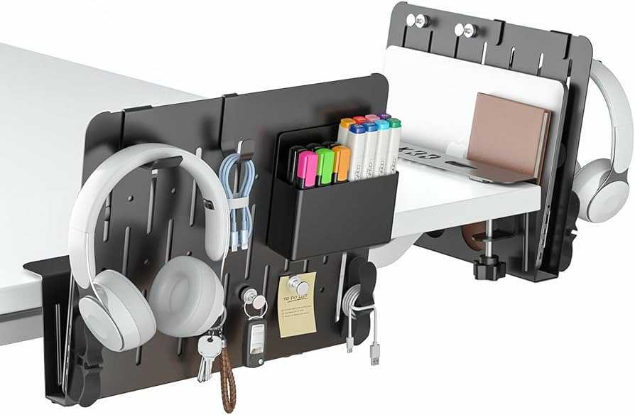 KDD Desk Side Storage, 6 in 1 Under Desk Organizer Set with Magnetic Pen Holder/Cable Hook/Headph... | Amazon (US)