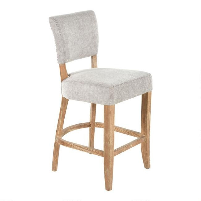 Gray Wood Monroe Upholstered Counter Stool | World Market