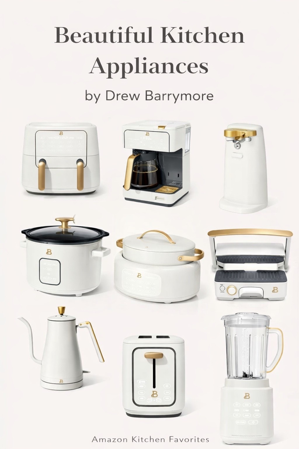 Beautiful Kitchen Appliances that make your kitchen look elegant and functional. I love the soft neutral color with gold details — perfect for a modern, clean kitchen aesthetic.

These Beautiful by Drew Barrymore appliances are some of my favorite Amazon kitchen finds. Stylish, practical, and perfect if you want your kitchen to feel cozy and elevated.

Save this for your kitchen inspiration 🤍

#ltkhome
#amazonhome
#kitchendecor
#kitcheninspiration
#amazonfinds
#ltkstyle
#kitchenappliances 

#LTKHome #LTKSeasonal #LTKfoodie