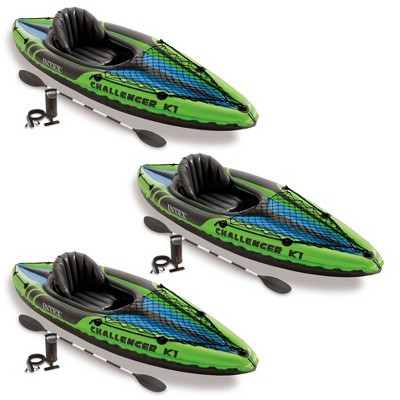 Intex Challenger K1 1-Person Inflatable Sporty Kayak w/ Oars And Pump (3 Pack) | Target
