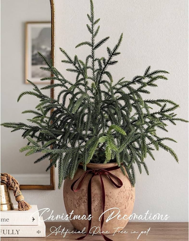 Christmas Decorations - 24" Real Touch Artificial Pine Tree in Ceramic Pot | Amazon (US)