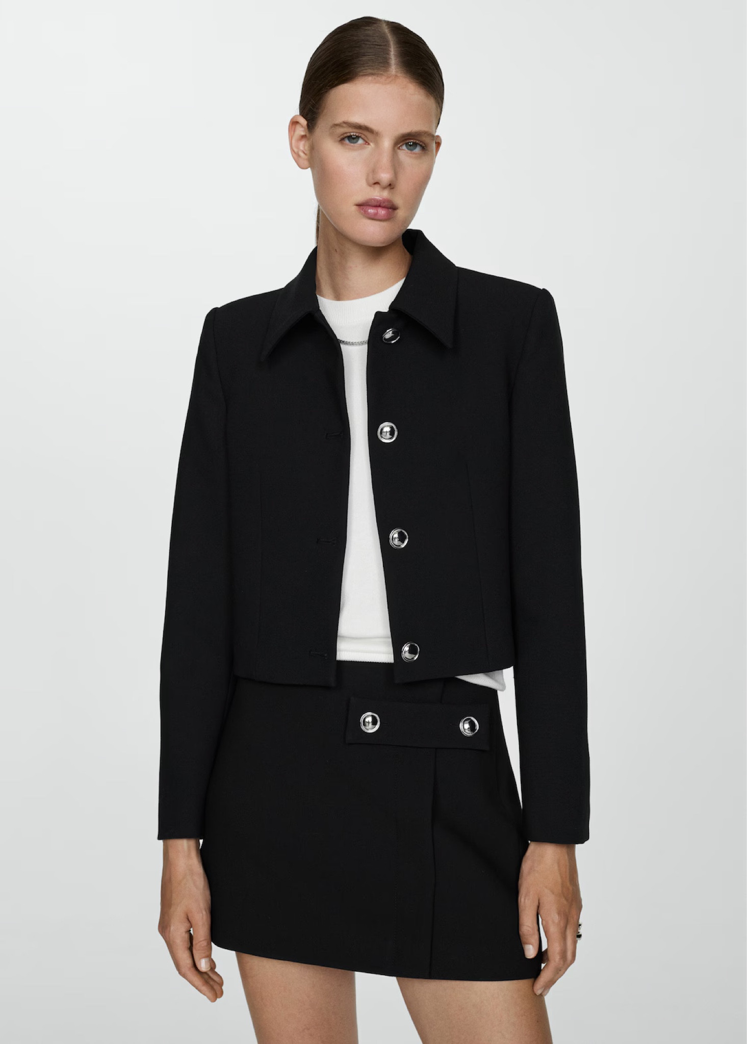 Buttoned cropped jacket #workwear