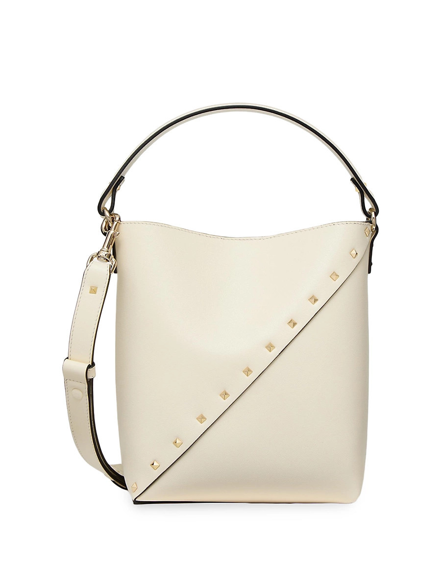 Women's Rockstud Wispy Calfskin Bucket Bag - Ivory | Saks Fifth Avenue