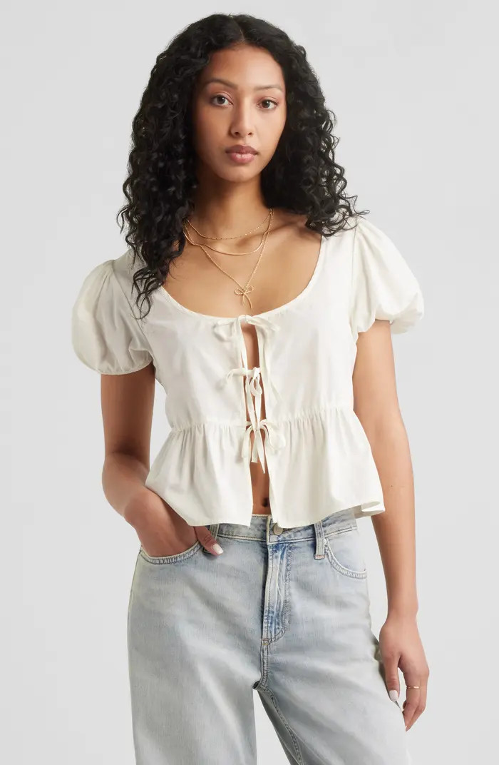 Tie Front Cotton Poplin Top | Nordstrom
