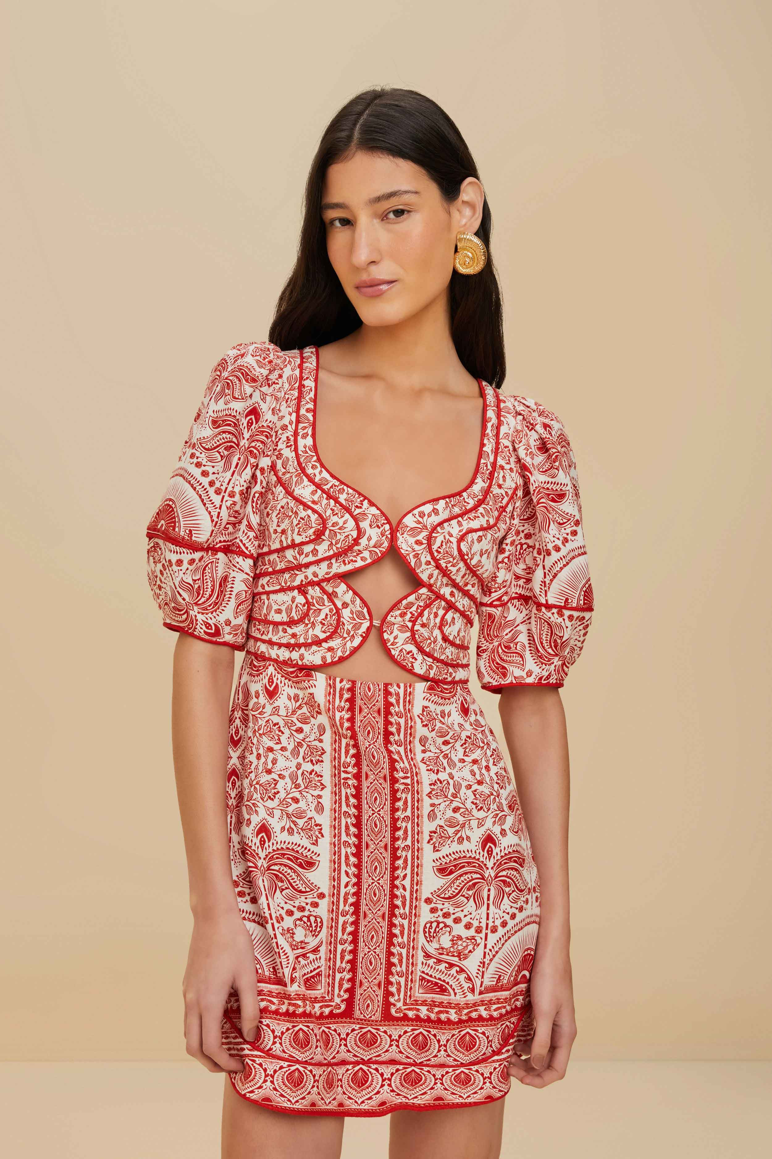 Red River Ride LENZING ECOVERO Euroflax Mini Dress, RIVER RIDE RED / S | FarmRio (US)