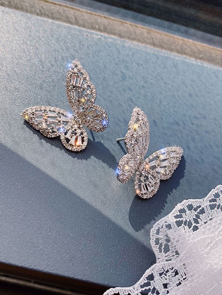 Zircon Butterfly Decor Stud Earrings | SHEIN