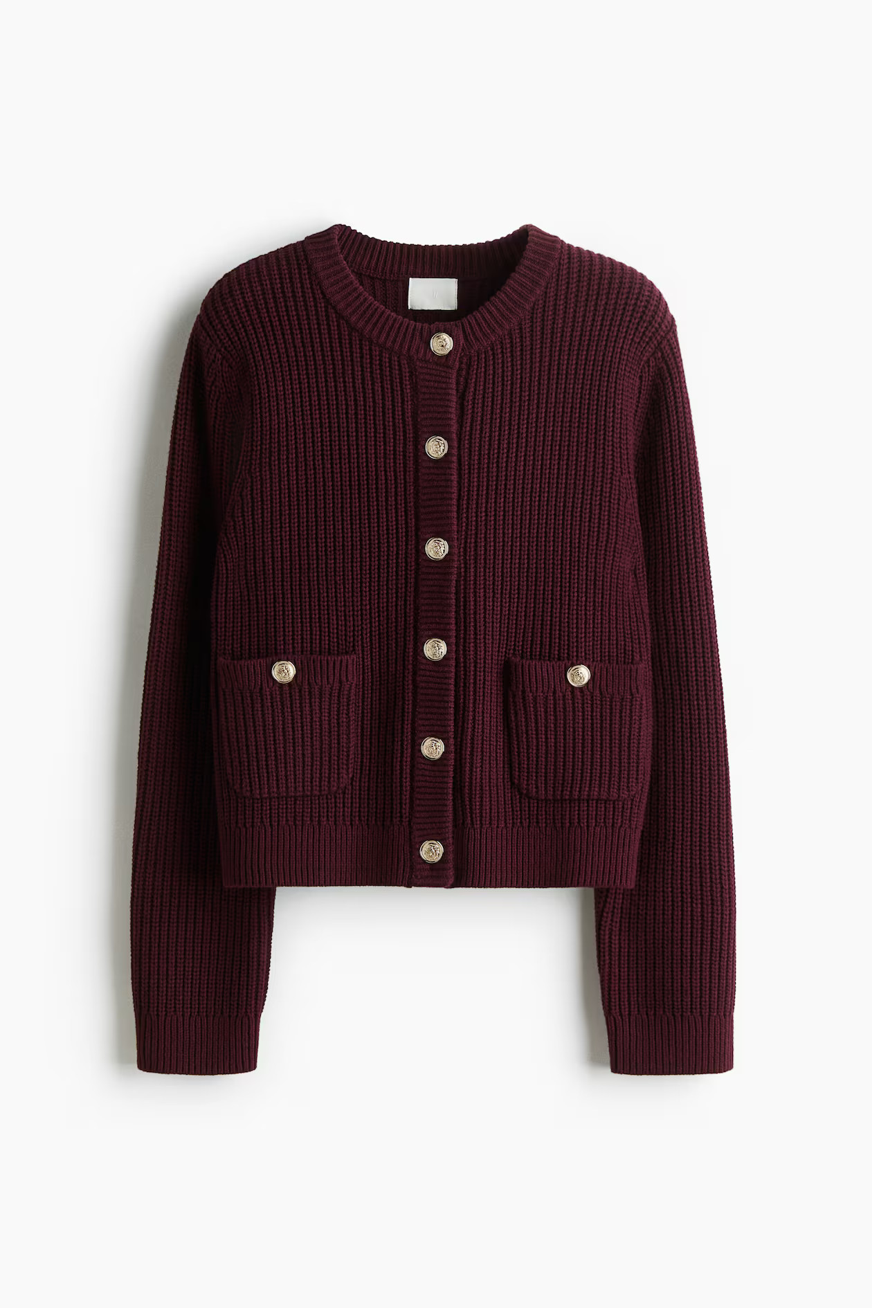 Rib-knit cardigan - Burgundy - Ladies | H&M GB | H&M (UK, MY, IN, SG, PH, TW, HK)
