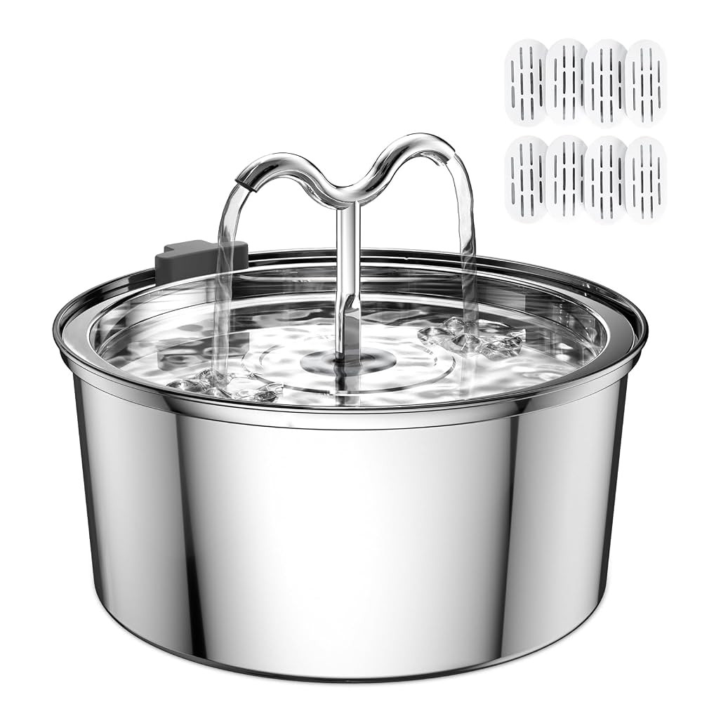DOOOB Cat Water Fountain, 3.2L/108OZ Stainless Steel Pet Water Dispenser Automatic Metal Dog Drin... | Amazon (US)