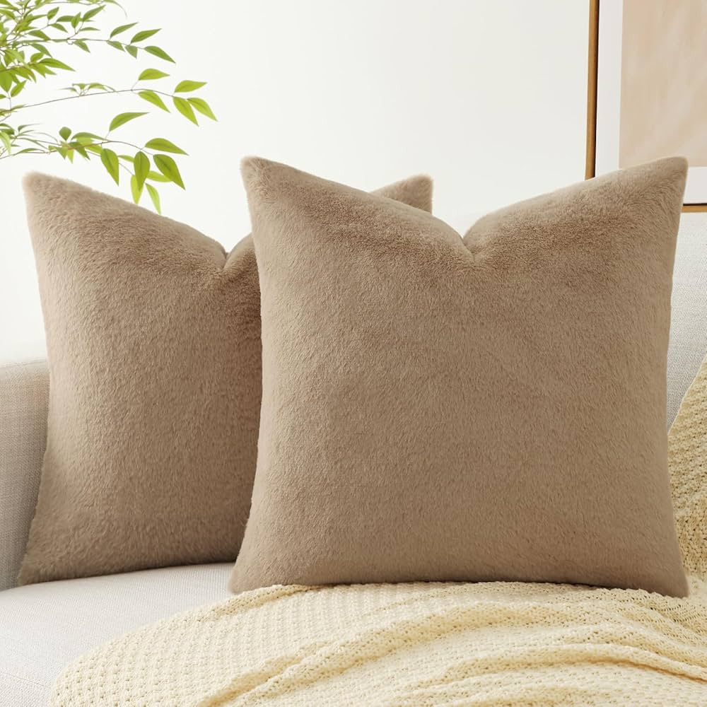 Pallene Faux Fur Plush Throw Pillow Covers 18x18 Set of 2 - Luxury Soft Fluffy Cozy Decorative Pi... | Amazon (US)