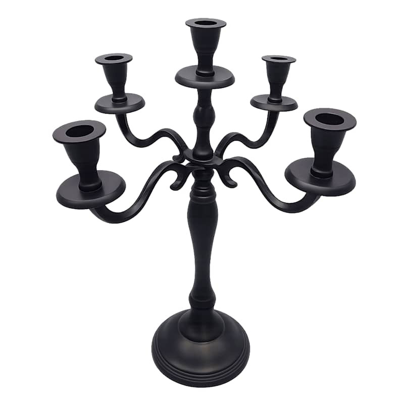5-Arm Black Metal Candelabra, 16.2" | At Home