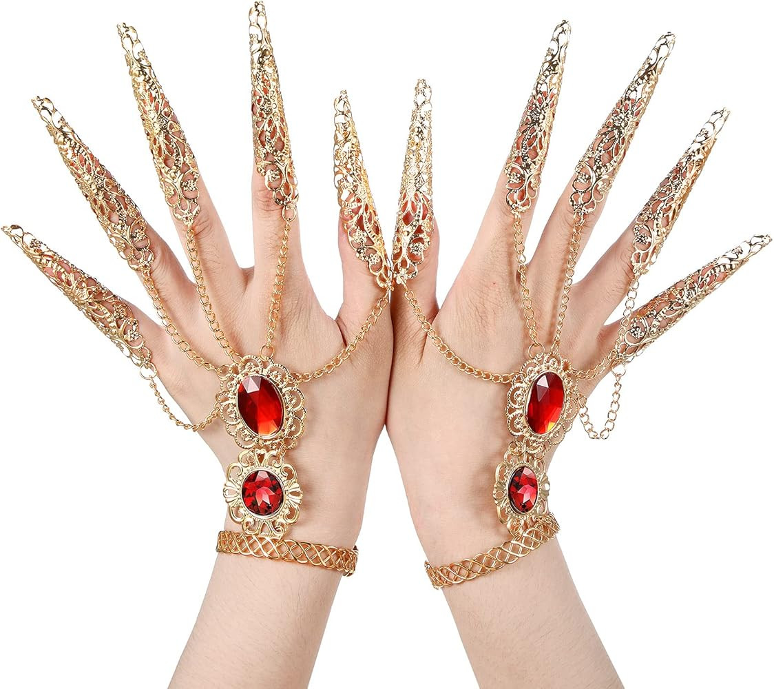 Maitys 2 Pieces Gold Bracelets Inlaid with Acrylic Women Belly Dance Gypsy Egyptian Bracelet with... | Amazon (US)