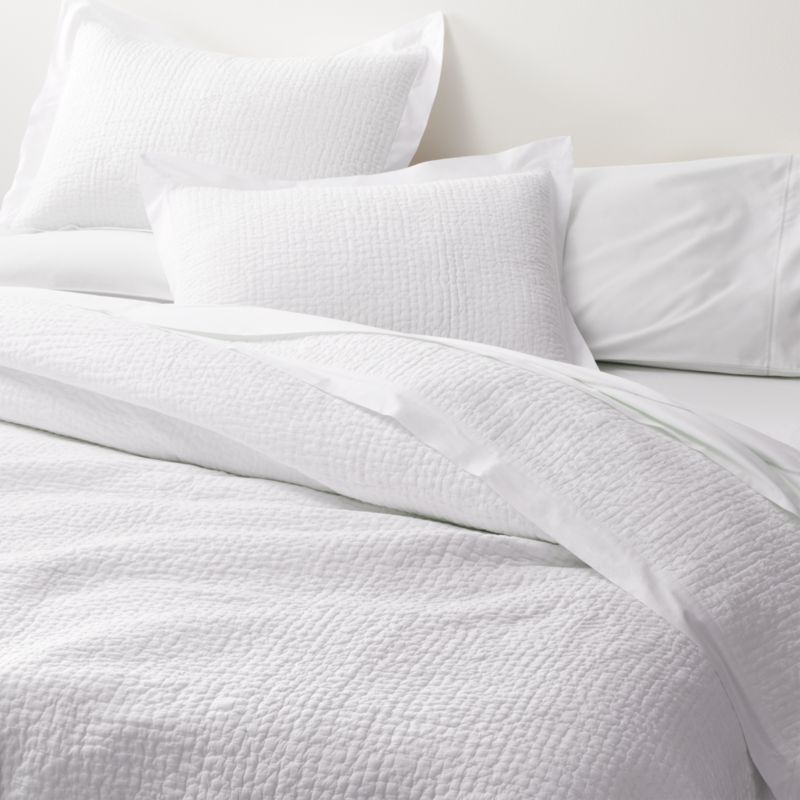 Celeste White Cotton Solid Quilt Full/Queen + Reviews | Crate & Barrel | Crate & Barrel