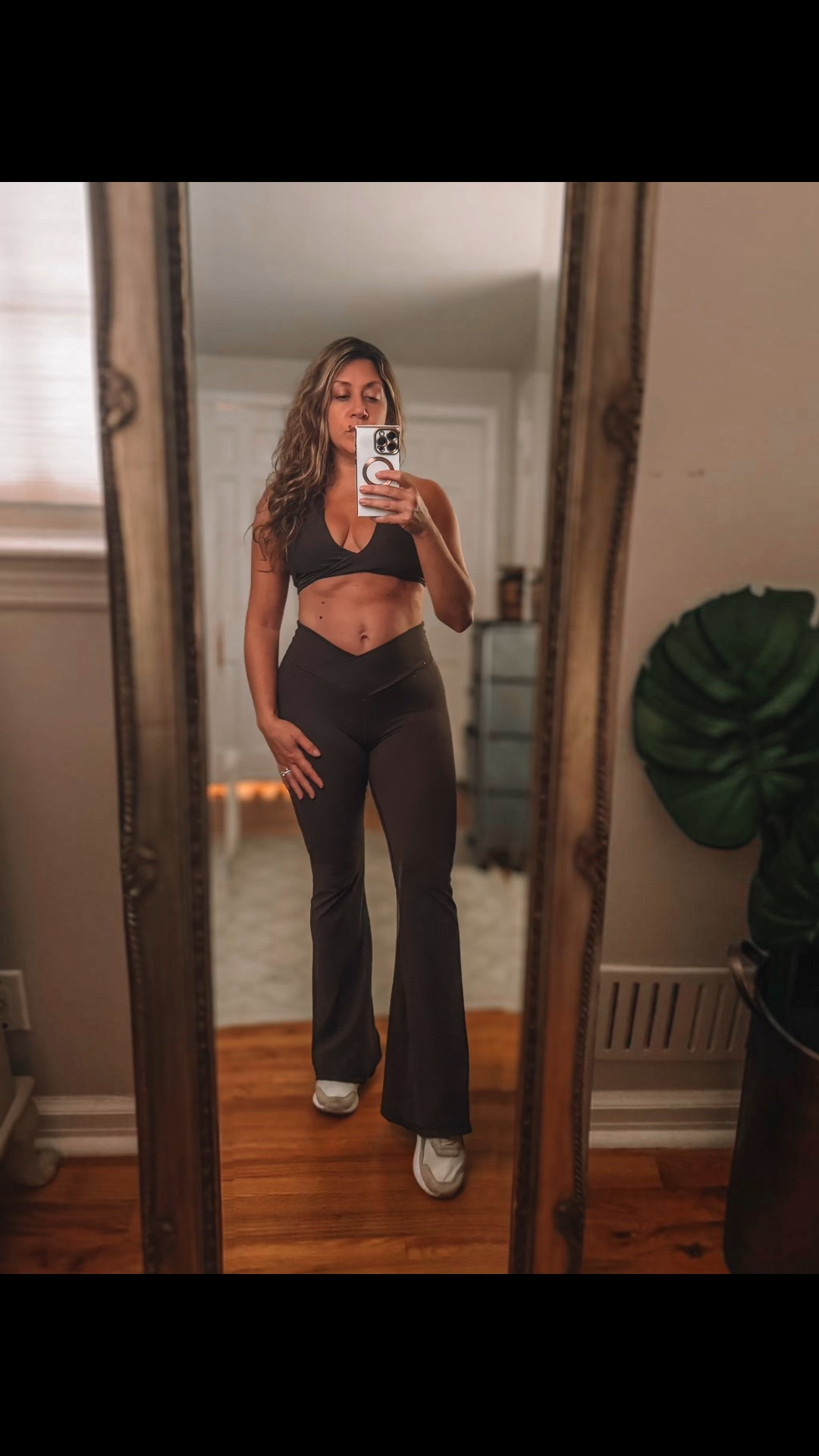 Espresso trio ☕️ for whatever the weather. This fabric by Sunzel is super soft, stretchy and comfy. It holds you in without restrictions and is perfect for barre, dance or any workouts. The halter top sports bra is lightly lined for comfort and modesty, and works well with both bottoms. I sized up to a medium due to the style- I’m 32C. I love the flattering high V waist on both bottoms. The shorts are the perfect length for a warm weather workout and all pieces are in the color seal brown.
#ltkfitness #fitnesswear #amazonfashion #barrewear #yogawear 

#LTKFindsUnder50 #LTKActive #LTKStyleTip