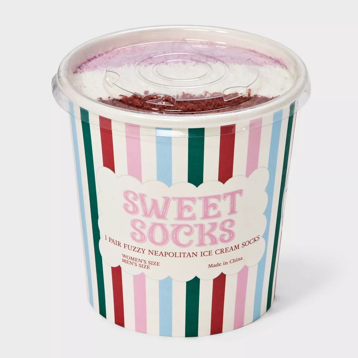 Adult Striped Neapolitan Ice Cream Cozy Crew Socks - Pink/Ivory/Brown One Size Fits Most | Target