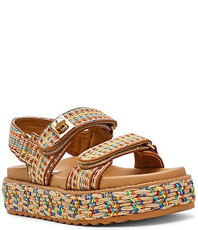 Steve Madden Bigmona Raffia Turnlock Detail Platform Sandals - 9.5 | Dillard's