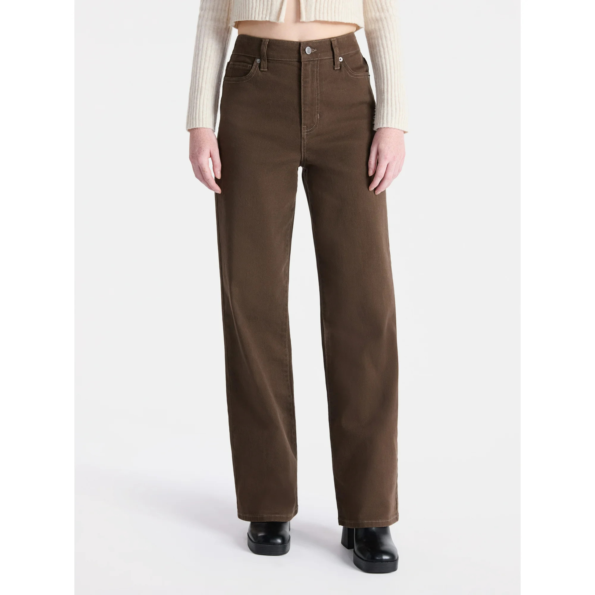 No Boundaries High Rise Baggy Wide Leg Jeans, 32'' Inseam, Women’s and Women's Plus | Walmart (US)