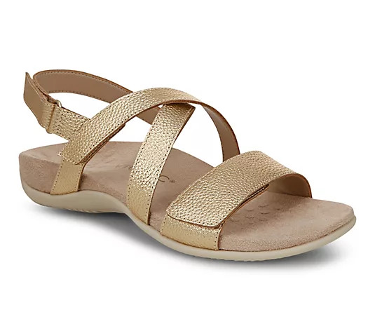 Vionic Adjustable Leather Slingback Sandals - Raya - QVC.com | QVC