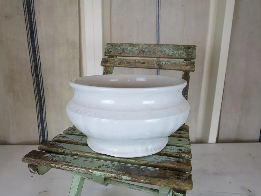 Antique White Ironstone Chamber Pot | Antique French Farmhouse Serving Bowl | Classic Cottage Cen... | Etsy (US)
