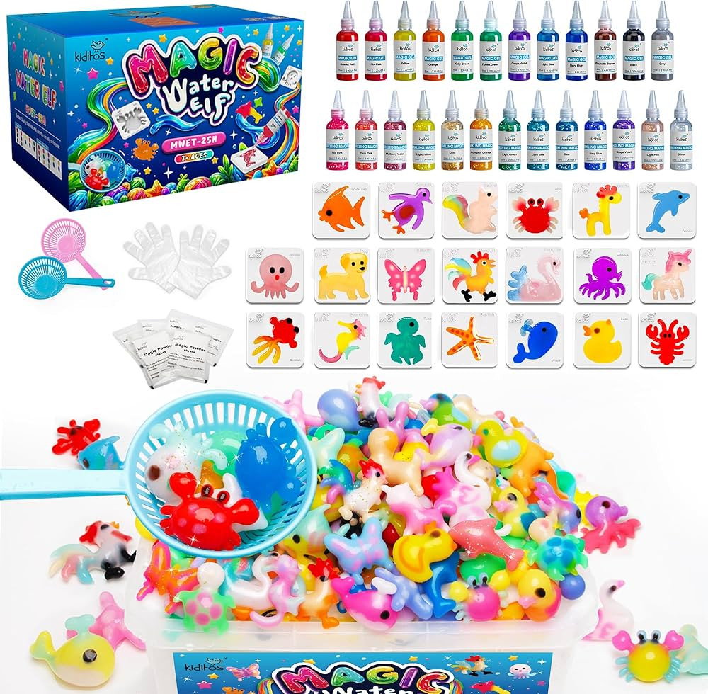 Magic Water Elf Toy Kit, Aqua Fairy Water Gel Kit with 25 Magic Gels, 20 Animal Molds. Christmas ... | Amazon (US)