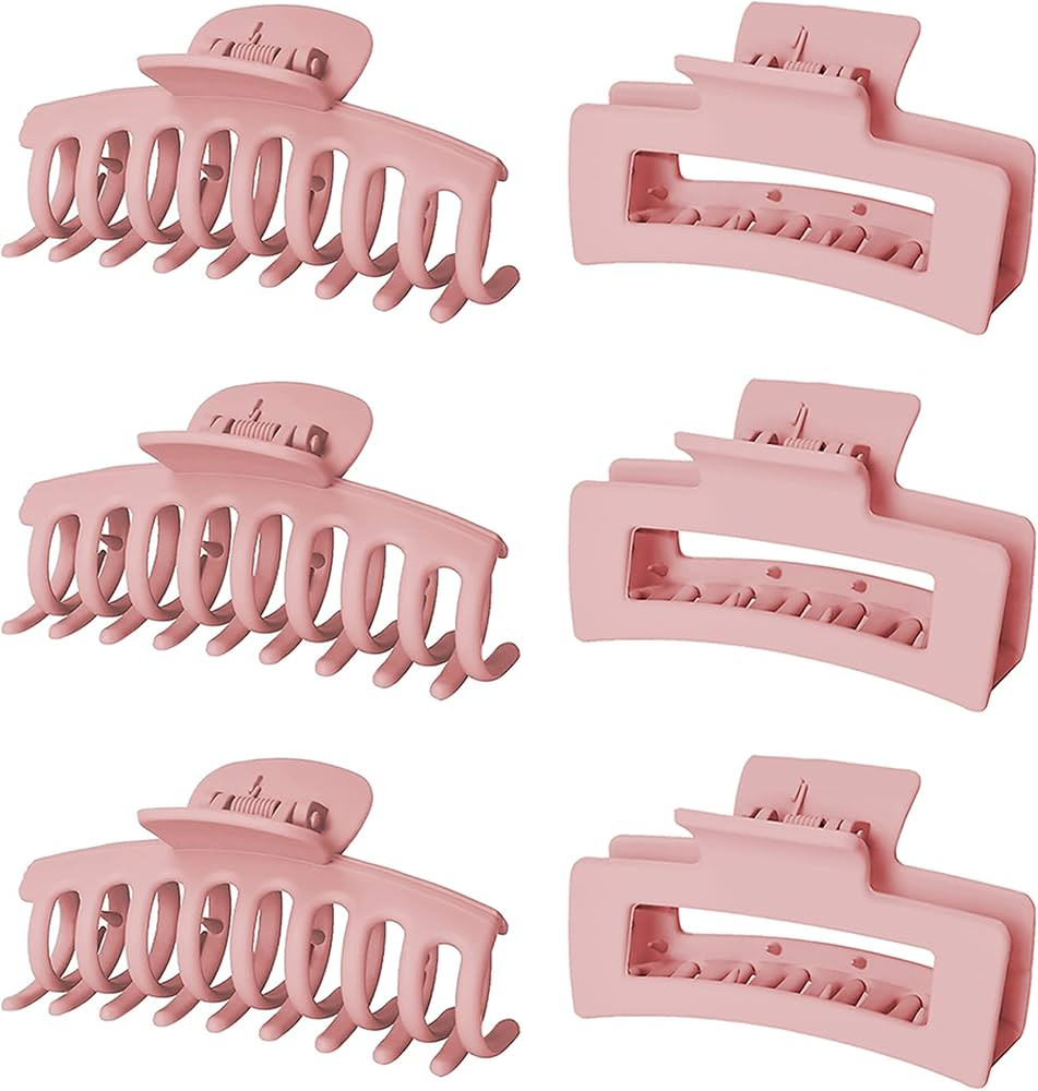 Vsiopy 3.5 Inch Hair Clips for Women Girls Fine Hair, 6 Pack Non Slip Claw Hair Clips Big Hair Cl... | Amazon (US)