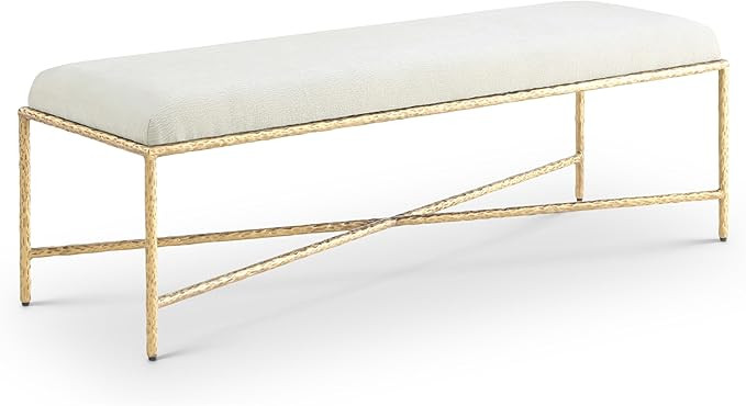 Meridian Furniture Valley Cream Chenille Fabric Bench | Amazon (US)