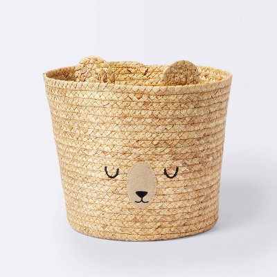 Braided Water Hyacinth Tapered Floor Basket Sleepy Bear - Cloud Island™ | Target